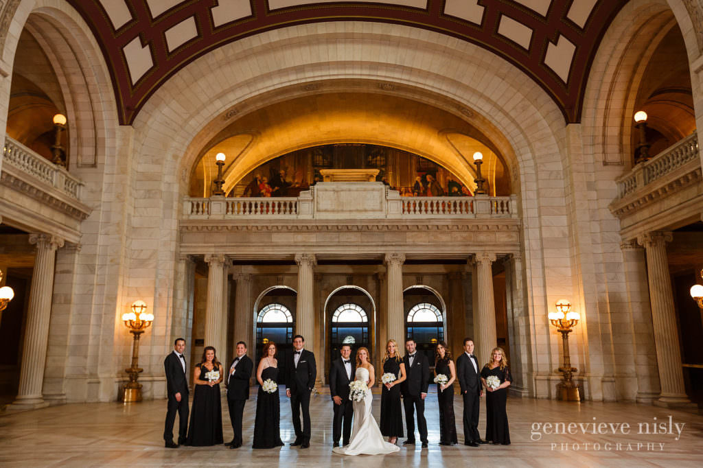 Bridal party on the main floor of the Old Courthouse in Downtown Cleveland.