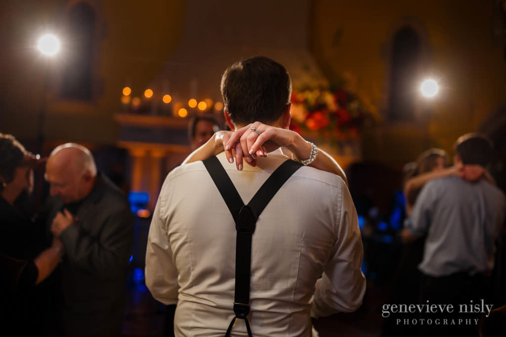 Bride and groom dance together during the reception at Glenmoor Country Club.