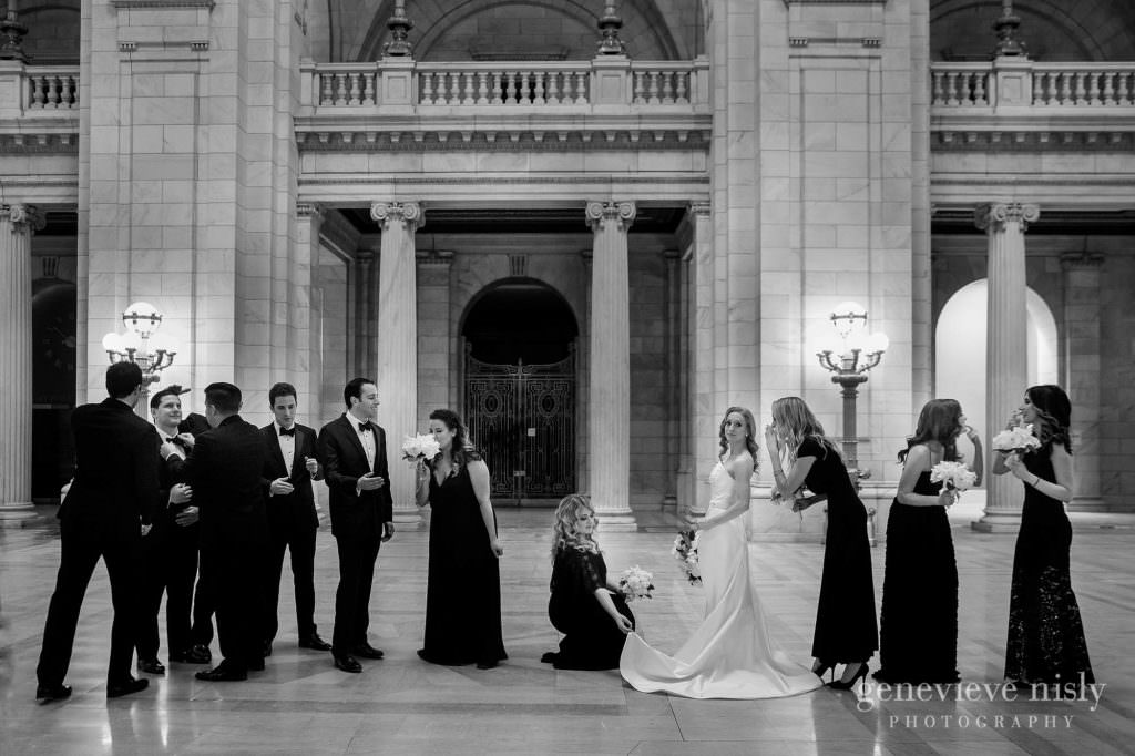 Bridal party portrait at the Cleveland Courthouse.