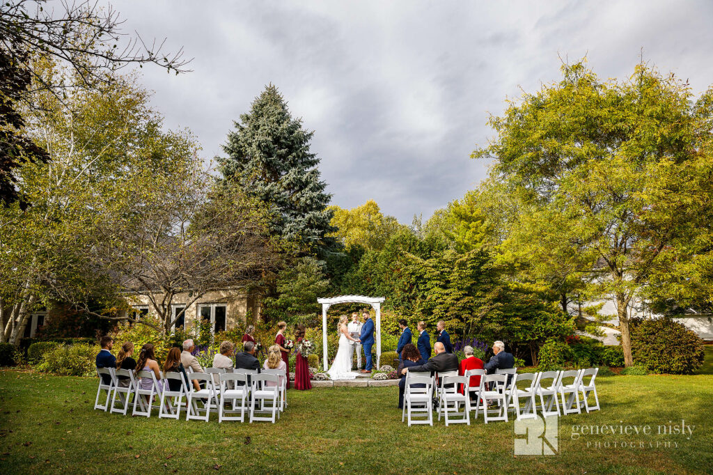 Autumn wedding ceremony at Walden inn in Aurora, Ohio.